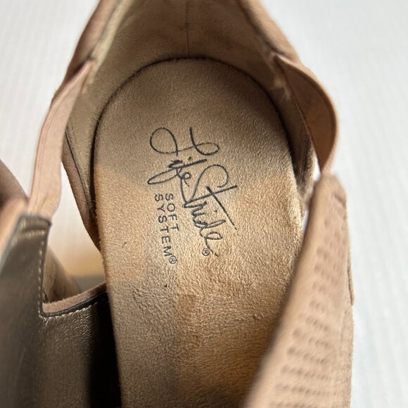 Women's Lifestride Soft System Perforated Wedge Sandal Tan Size 9.5 - Picture 7 of 9